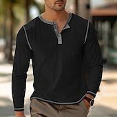 economico Maglietta casual Henley-Per uomo Maglietta Manica Corta Manica Lunga Scollo a V Henley Estate Tutte le stagioni Semplice Moda Classico Casual Puro Streetwear Casuale Sportivo Nero Bianco Verde Maglietta Top per Uomo