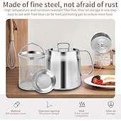 baratos Utensílios de Cozinha-Panela de óleo de aço inoxidável 304 de 1,5 l/2 l com filtro, recipiente de gordura essencial para fritura profunda, filtro de óleo versátil de grande capacidade e multifuncional para fritar, ferver e