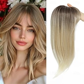 cheap Bangs-Hair Topper 18 Inch Long Hair Toppers for Women with Thinning Hair 360 3D Clip in Blunt Wispy Bangs