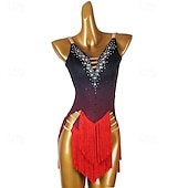 olcso Latin tánc ruházat-Latin tánc Ruha Rojt Kristályok / Strasszok Női Teljesítmény Hétköznapi viselet Ujjatlan Spandex