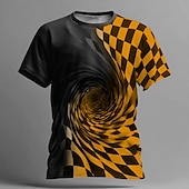 preiswerte 3D-T-Shirts-Herren Visuelle Täuschung T Shirt Kurzarm T-Shirt 3D-Druck Rundhalsausschnitt Hemd Übertrieben Designer Party Straße Lässig Weiß Gelb Blau Sommer Frühling Ganzjahres Bekleidung S M L XL XXL XXXL
