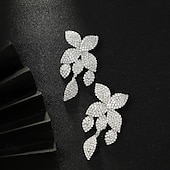abordables Pendientes-Mujer Pendientes cortos Retro Forma de Hoja Precioso Moda Diamante Sintético Aretes Joyas Plata Para Boda Fiesta Festivos 1 Par