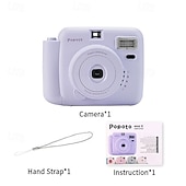 cheap Camera &amp; Photo-Lnstant Print Camera Kit with Mini Film Roll Built-in Flashlight Includes Felt Handbag and Album Perfect Gift for Women on Valentine&#039;s Day