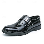 abordables Officiel-Chaussures habillées à boucle en similicuir marron pour homme avec motif crocodile – chaussures habillées élégantes pour le bureau et les événements professionnels