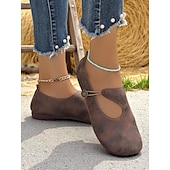abordables Ballerines femme-Ballerines Mary Jane rétro larges pour femmes avec bride boutonnée, chaussures vintage confortables pour les promenades quotidiennes et les sorties à la ferme