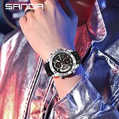 abordables Relojes digitales-Reloj electrónico de lujo Sanda 5104 para estudiantes, multifuncional, resistente al agua, deportivo, con cronómetro, a la moda.