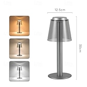 abordables lampe de chevet-Lampe de table sans fil en métal avec capteur tactile, lampe de bureau à LED, lampe à intensité variable en continu à 3 couleurs, veilleuse pour chambre d&#039;enfant, bureau et café