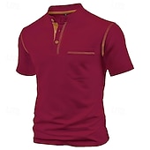 economico Maglietta casual Henley-Per uomo Maglietta Maglia Henley Camicia a Maniche Corte Manica Corta Henley Estate Blocco di colori Moda Designer Essenziale Patchwork Tasca Vacanza Streetwear Uscire Vinaccia Nero Bianco Maglietta