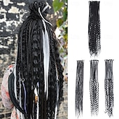 abordables Crocheter les cheveux-Extensions de dreadlocks synthétiques mixtes 3 en 1, 30 mèches, 30 pouces, blond 613 bouclé &amp;droit &amp;extensions de dreadlocks bohèmes à extrémité unique, style hippie, pour femmes