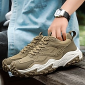 preiswerte Sneaker für Herren-Olivgrüne Wander-Sneaker für Herren – strapazierfähige Outdoor-Wanderschuhe mit atmungsaktivem Mesh und robuster Sohle für Trail-Walking, Camping und den täglichen Gebrauch im Freien