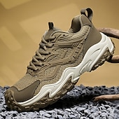 preiswerte Sneaker für Herren-Olivgrüne Wander-Sneaker für Herren – strapazierfähige Outdoor-Wanderschuhe mit atmungsaktivem Mesh und robuster Sohle für Trail-Walking, Camping und den täglichen Gebrauch im Freien