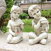 Недорогие Ландшафтные огни-1 шт., водонепроницаемый уличный солнечный светильник для мальчика-муравья, божьей коровки, девочки, сада, двора, газона, дорожки, парка, смоляной статуи, декоративного освещения для ландшафтного