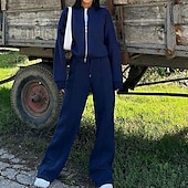 abordables Chándales-Mujer Tracksuit Sudadera Conjunto de Ropa Deportiva Bolsillo Color sólido Trajes de Yoga Otoño Invierno Negro Blanco Gimnasio Rutina de ejercicio Deportes Mantiene abrigado Resistente al Viento Suave