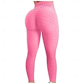 cheap Yoga Leggings &amp; Tights-Bubble Butt Leggings High Waisted Running Yoga Pants for Women,Butt Lift Scrunch Workout Leggings Tiktok black gray green red S M L XL XXL