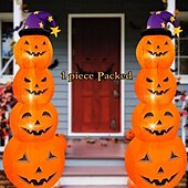 cheap Landscape Lights-1 Pc 2.4M Halloween Inflatable Pumpkin Luminous Strip Lamp Air Model Courtyard Garden Lawn Path Halloween Party Atmosphere Decorative Lights