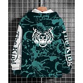 billiga Pojkens 3D-djur-Pojkar 3D Tiger Huvtröja Långärmad Vår Höst Mode Streetwear Barn 4-12 år Huva Utomhus Ledigt Dagligen Normal