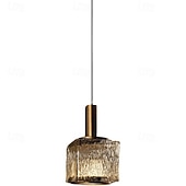 abordables Éclairages pour îlot-Lampe suspendue en verre rayé nordique, tête de lampe en laiton, tête de lampe en laiton, lampes suspendues à tête unique avec lustre en cuivre de style postmoderne pour restaurant, salon, passerelle