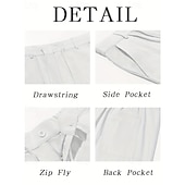 tanie Wakacje-Męskie Lniane spodnie Spodnie Letnie spodnie Spodnie plażowe Kieszeń Ściągana na sznurek Prosta noga Równina Komfort Oddychający Urlop Codzienny Święto Hawajskie Boho Biały Khaki