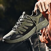 abordables Baskets-Homme Chaussures Décontractées Chaussures de randonnée Marche Occasionnel Cuir PU Maille Confortable Antidérapant Respirant À lacets Noir Jaune Vert Été Printemps