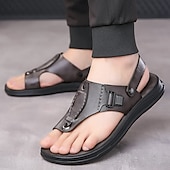levne Sandály na dovolenou-Pánské hnědé sandály z umělé kůže s retro přezkou a oporou klenby, ideální pro každodenní chůzi, outdoorové nošení a dovolenou.