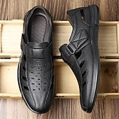 billiga Kjol sandaler-Herrsandaler med andningsförmåga i brunt – öppen ventilation med kardborreknäppning, bekväma sommarskor för promenader, resor och utomhusaktiviteter