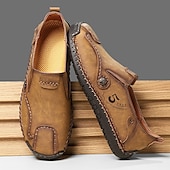 Χαμηλού Κόστους Ανδρικά Sneakers-Ανδρικά καφέ slip-on παπούτσια με ραφές σε αντίθεση, μαλακή εσωτερική σόλα και ανθεκτική σόλα από καουτσούκ για casual ρούχα γραφείου, καθημερινές μετακινήσεις και χαλάρωση το Σαββατοκύριακο.