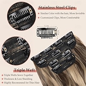 voordelige Clip-in-extensies-Clip-in krullende haarextensies 4 stuks lang golvend haar mix bruin synthetisch clip-in extensions 22 inch voor vrouwen # gemengd bruin &amp;blond
