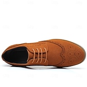abordables Semiformal-Zapatos oxford de piel sintética marrón caramelo para hombre con detalles brogue: zapatos elegantes e informales con cordones para el trabajo, citas y uso diario.
