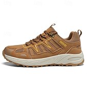 abordables Baskets-Homme Chaussures Décontractées Chaussures de randonnée Marche Occasionnel Cuir PU Maille Confortable Antidérapant Respirant À lacets Noir Jaune Vert Été Printemps
