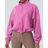 abordables Chaquetas impermeables-Mujer Sudadera tipo jersey Chaqueta para senderismo Chaqueta deportiva Al aire libre Elástico Trajes de senderismo Ropa de senderismo Otoño Sudadera Algodón Tenis Golf Corriendo Color sólido Violeta
