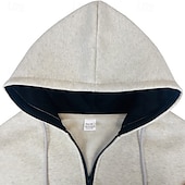 economico felpe con cappuccio da uomo di base-Per uomo Felpa con cappuccio Felpa con cappuccio a zip intera Felpa con cappuccio in pile Aalbicocca Nero Verde militare Blu marino Grigio chiaro Con Cappuccio Semplice Tasca Sport &amp; Outdoor