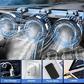رخيصةأون منقي الهواء للسيارة-مروحة سيارة 5 فولت ثلاثية الرؤوس بمنفذ USB مروحة إلكترونية 3 سرعات قابلة للتعديل بمنفذ USB لمروحة تبريد السيارة ملحقات كمبيوتر السيارة - مروحة USB متوافقة مع أجهزة الكمبيوتر المحمولة