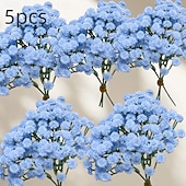 お買い得  人工植物と花-5束の人工カスミソウブーケ、フェイクプラスチックウェディングフラワー、ソフトタッチホームテーブルデコレーションフラワーアレンジメント、マルチカラー