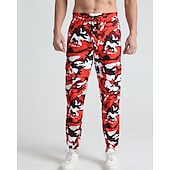 preiswerte Sweatpants-Herren Sporthose Jogginghose Hose Tasche Kordelzug Elastischer Bund Tarnung Komfort Sport im Freien Täglich Mode Lässig Rosa Rote Mikroelastisch