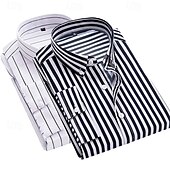 economico Camicie eleganti da uomo-Per uomo Camicia elegante Camicia button-down Camicia a righe Camicia con Colletto A righe Formale Matrimonio Bianco + rosso Bianco + azzurro Blu navy + nero Blu navy + rosso Manica Lunga Tutte le