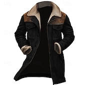 levne Faux semišové bundy-Pánské Zimní bunda Fleecová bunda Neformální bunda Dovolená Denní Zahřívací Kapsy Fleece Podzim Zima Barevné bloky Módní Šik ven Klopa Dlouhé Hnědá Kávová Saka