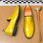 economico Slip-ons e mocassini da uomo-Mocassini slip-on da uomo in metallo dorato lucido – scarpe eleganti in similpelle alla moda per feste, ricevimenti nuziali, spettacoli teatrali, balli di fine anno ed eventi in discoteca