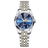 abordables Montres à quartz-Montre-bracelet de luxe pour femme, étanche, lumineuse, avec date et semaine, à quartz, en acier inoxydable