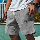 baratos Shorts de moletom-Homens Calções Waffle Shorts de moletom Calção Bermudas Shorts de praia Com Cordão Cintura elástica Tecido Conforto Esportes Comprimento do joelho Ao ar livre Diário Férias Estilo Clássico Branco Rosa