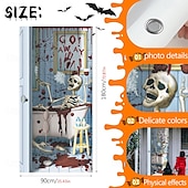 preiswerte Halloween-Wandteppiche-Halloween Türabdeckungen Werwolf Skelett Tür Gobelin Türvorhang Dekoration Kulisse Türbanner für Haustür Bauernhaus Urlaub Party Indoor Outdoor Deko Zubehör