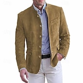 cheap Men&#039;s Jackets &amp; Coats-Men&#039;s Lightweight Jacket Casual Jacket Faux Suede Jacket Going out Soft Buckle Spring &amp;  Fall Casual Stand Collar Regular Light Khaki Black Navy Blue Khaki Army Green Jacket