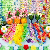 levne Event &amp; Party Supplies-36/50 ks havajských leis ve velkém na luau párty, havajské dekorace, hedvábný květinový náhrdelník, barevné tropické havajské dekorace na hula taneční párty, květinové leis na letní plážovou párty u