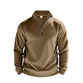 cheap Basic Sweatshirts-Men's Sweatshirt Quarter Zip Sweatshirt Apricot Black White Wine Red Half Zip Plain Sports &amp; Outdoor Daily Holiday Polyester Streetwear Basic Casual Summer Spring Clothing Apparel Hoodies Sweatshirts