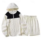 abordables Chándales-Hombre Tracksuit Conjunto deportivo 2 Piezas Deportivo Manga Larga Protección Solar Transpirable Secado rápido Ropa de deporte Ropa de Deporte Bloque de color Rosa Azul Morado