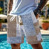 abordables short de survêtement 3d pour hommes-Homme Géométrique Bloc de Couleur Patchwork Short gaufré Shorts de survêtement Short décontracté Taille Moyenne Mode Décontractée Vacances Jogging Entraînement Taille élastique avec cordon de serrage