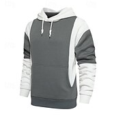 halpa miesten perushupparit-Miesten Huppari Pullover-huppari Musta ja valkoinen Punainen ja musta Valkoinen + vaaleanharmaa Hupullinen Väripalikka Tasku Väripaletti Urheilu ja ulkoilu Päivittäin Pyhäpäivä Katutyyli Tyylikäs