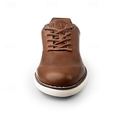 billige Sneakers til herrer-Brune, avslappede gåsko for menn – klassisk snøredesign med perforerte detaljer, komfort hele dagen for reiser, jobb og hverdagspendling