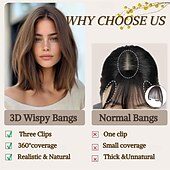 baratos Franjas-apliques de cabelo para mulheres com extensões de cabelo ralo 360 3d toppers apliques de cabelo para mulheres 360cover clip ins franjas falsas apliques de cabelo solução perfeita para atualização