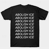 ieftine Umor &amp; Citate tricou-Pentru femei Tricou Tee Top Scrisă Modă Modern Manșon scurt Stil Nautic Topuri obișnuite Zilnic Sport Imprimeu Negru Vară ABOLISH ICE