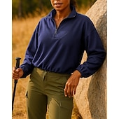 abordables Chaquetas impermeables-Mujer Sudadera tipo jersey Chaqueta para senderismo Chaqueta deportiva Al aire libre Elástico Trajes de senderismo Ropa de senderismo Otoño Sudadera Algodón Tenis Golf Corriendo Color sólido Violeta